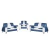 Studio Monroe Polstergarnitur Nixa (3-2-1) - Kunstleder Weiß/Dunkelblau