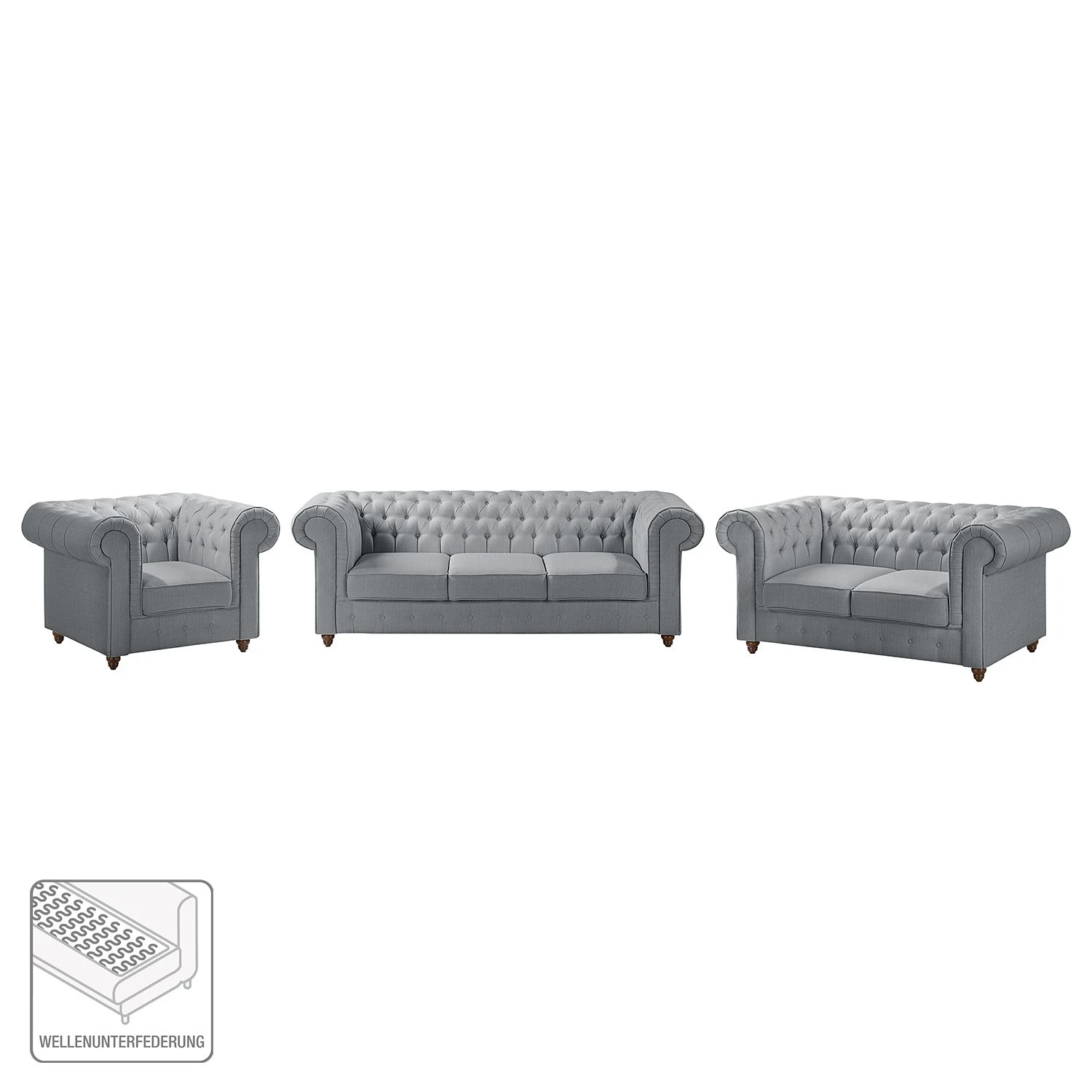 Maison Belfort Polstergarnitur Pintano (3-2-1) - Silbergrau 2 Maison Belfort Polstergarnitur Pintano (3-2-1) - Silbergrau – Bild 2