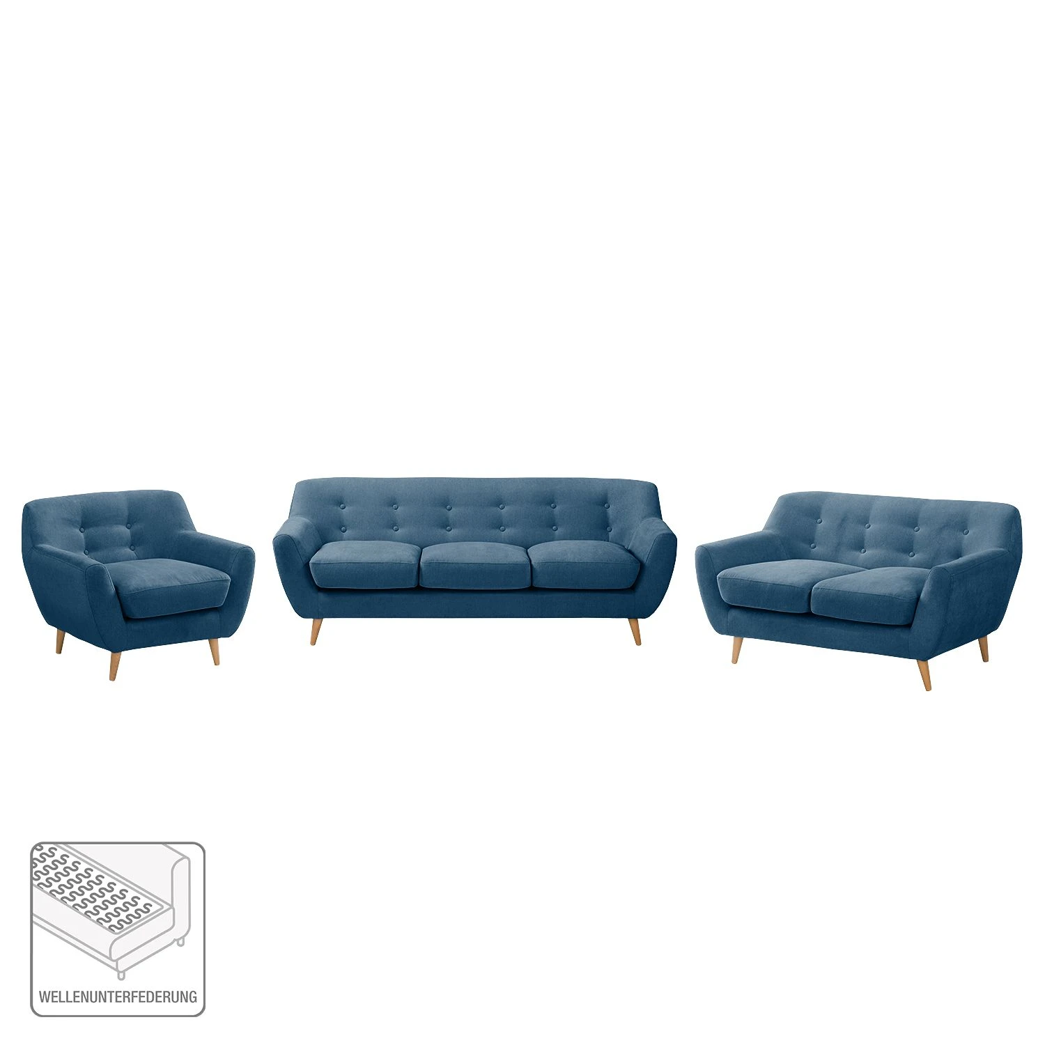 Mørteens Polstergarnitur Rometta (3-2-1) - Jeansblau 2 Mørteens Polstergarnitur Rometta (3-2-1) - Jeansblau – Bild 2