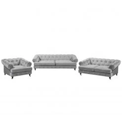 Jack & Alice Polstergarnitur Thory (3-2-1) - Lichtgrau