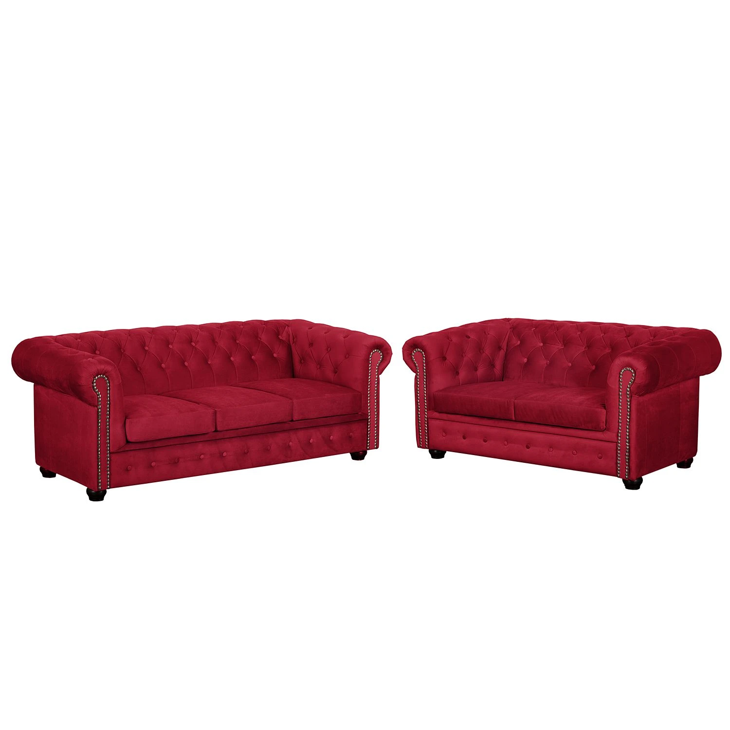 Jack & Alice Polstergarnitur Torquay II (3-2) - Microfaser - Rot 1 Jack & Alice Polstergarnitur Torquay II (3-2) - Microfaser - Rot