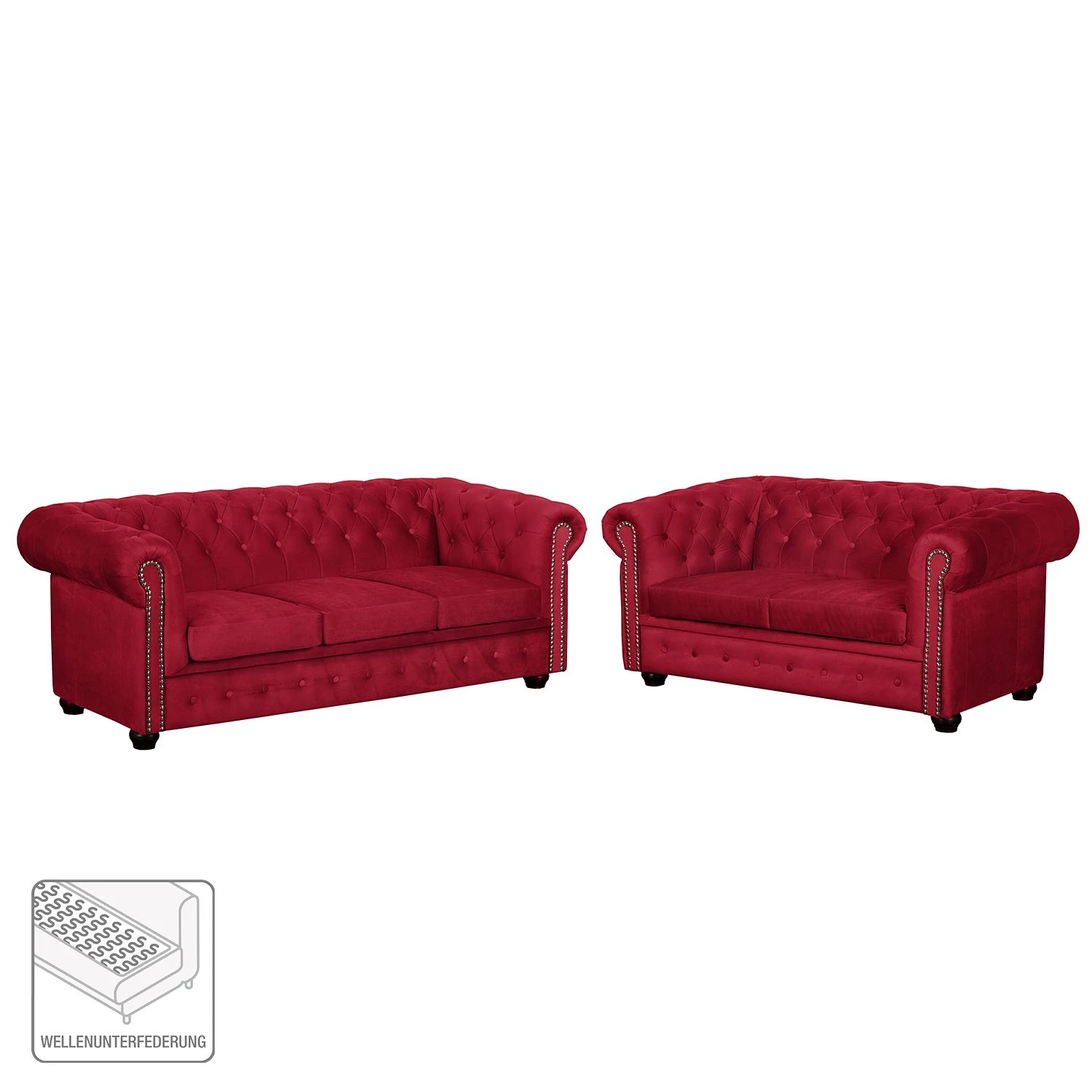 Jack & Alice Polstergarnitur Torquay II (3-2) - Microfaser - Rot 2 Jack & Alice Polstergarnitur Torquay II (3-2) - Microfaser - Rot – Bild 2