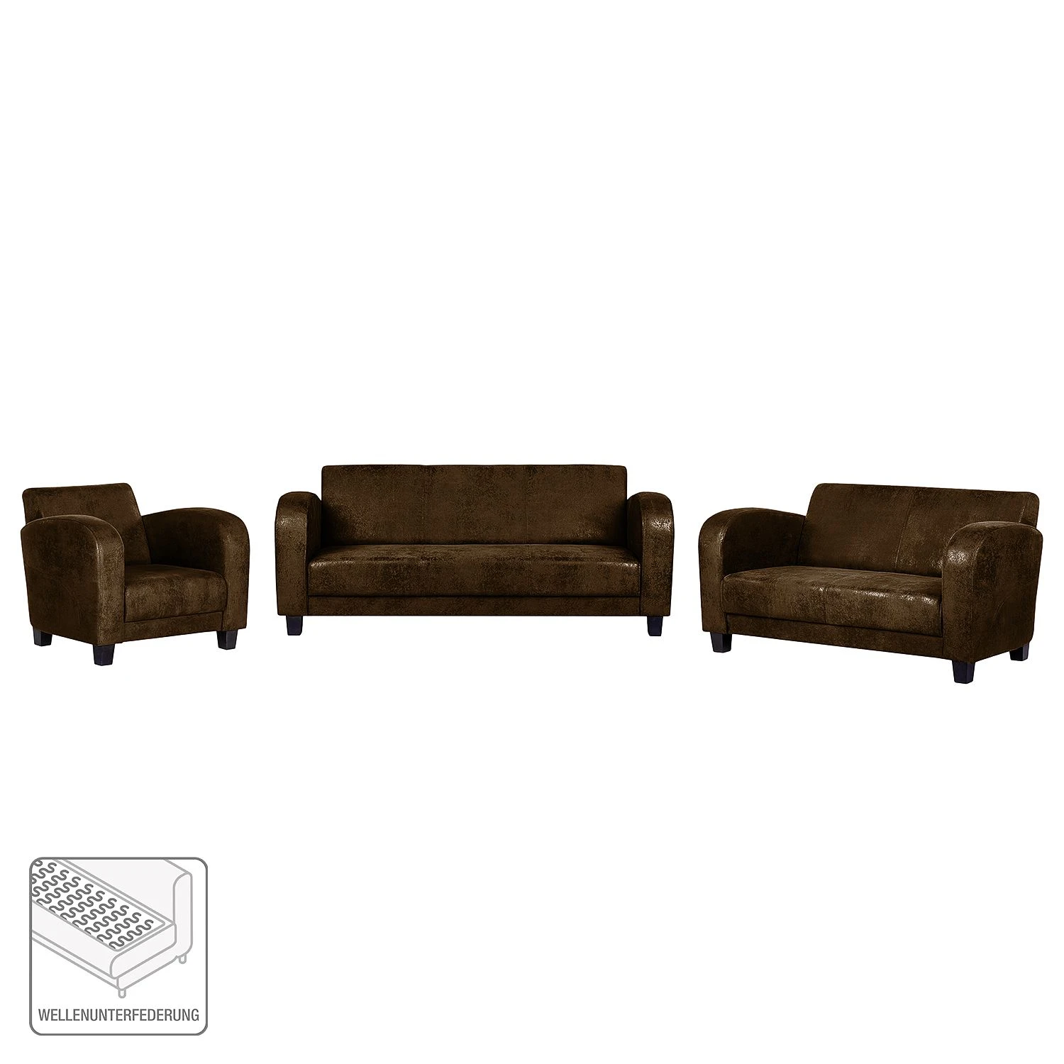 Ars manufacti Polstergarnitur Tullow (3-2-1) - Antiklederoptik Braun 2 Ars manufacti Polstergarnitur Tullow (3-2-1) - Antiklederoptik Braun – Bild 2