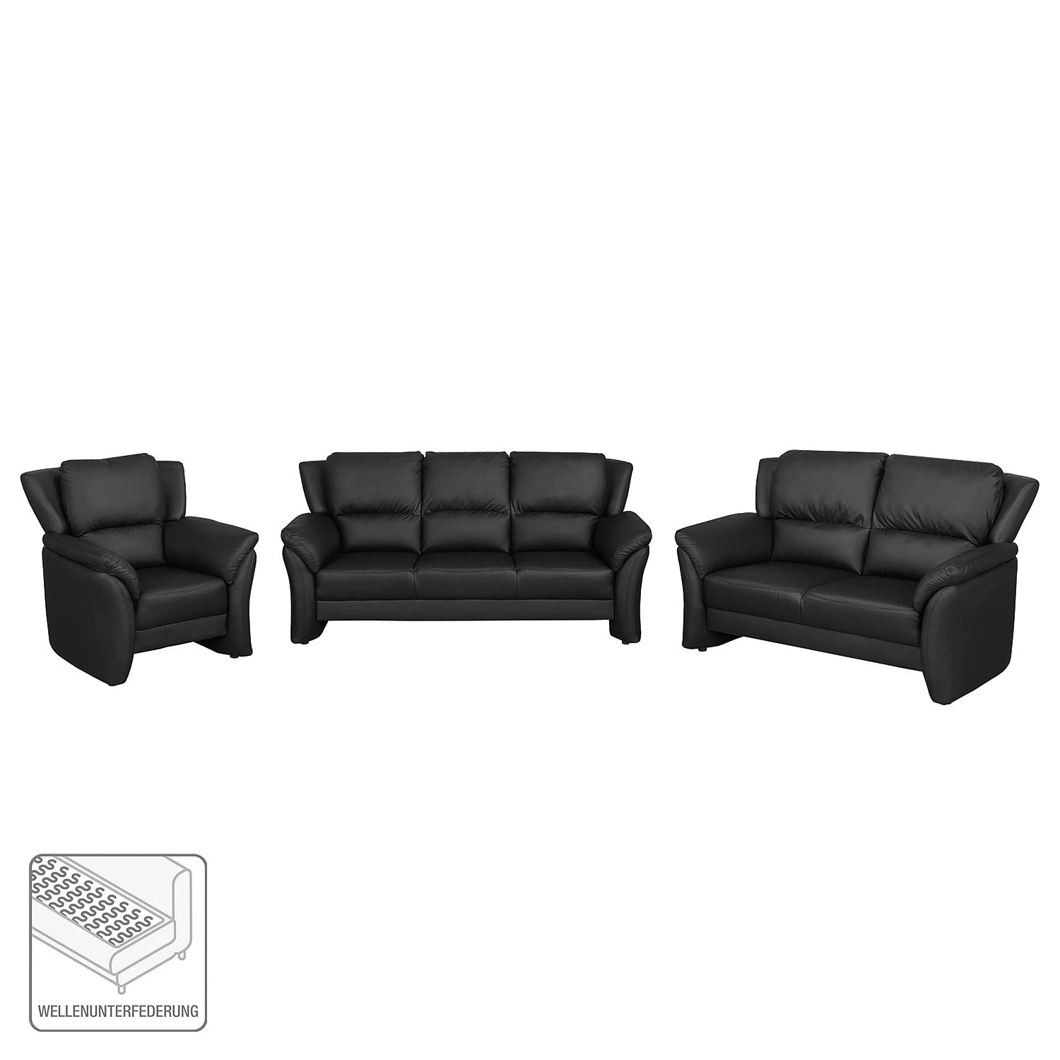 Modoform Polstergarnitur Windom (3-2-1) - Kunstleder - Schwarz 2 Modoform Polstergarnitur Windom (3-2-1) - Kunstleder - Schwarz – Bild 2