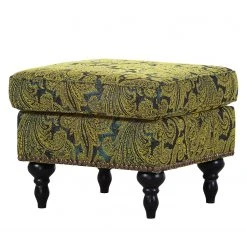 Ridgevalley Polsterhocker Ajana Strukturstoff - Grün / Gelb