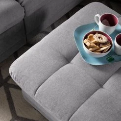 Fredriks Polsterhocker Ayna - Platin -Wohnzimmermöbel boutique en ligne polsterhocker ayna microfaser platin 4947740