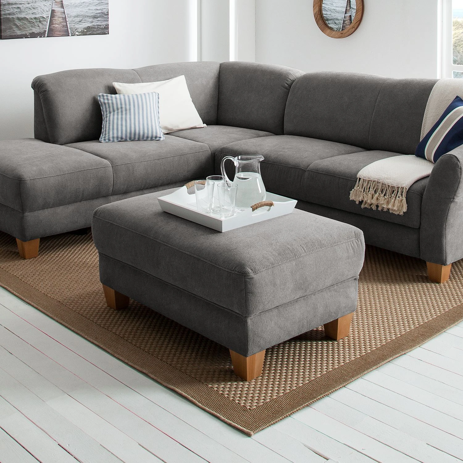 Ars Natura Polsterhocker Cebu Webstoff - Grau 3 Ars Natura Polsterhocker Cebu Webstoff - Grau – Bild 3