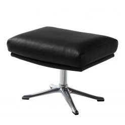 Studio Copenhagen Polsterhocker Hepburn III - Echtleder Neka: Schwarz - Chrom glänzend