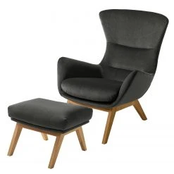 Studio Copenhagen Sessel Hepburn I - Samt - Samt Shyla: Rauchgrün - Eiche Dunkel -Wohnzimmermöbel boutique en ligne polsterhocker hepburn samt eiche stoff shyla rauchgruen 5019280