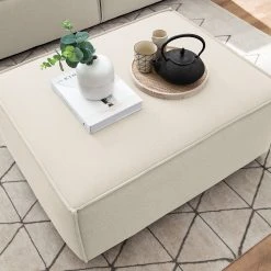 Polsterhocker Kinx Webstoff - Webstoff Osta: Altweiß -Wohnzimmermöbel boutique en ligne polsterhocker kinx webstoff stoff osta altweiss 4647536