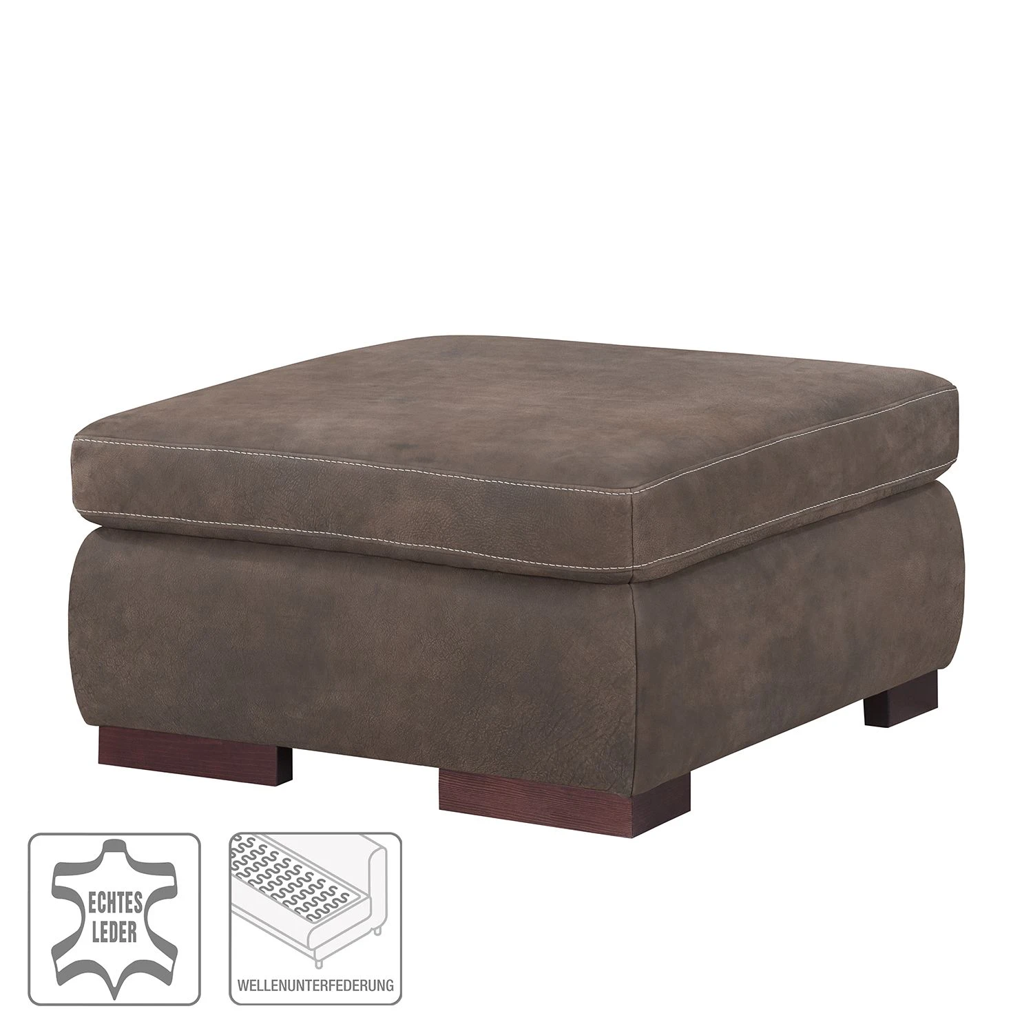 Ars Natura Polsterhocker Maine Echtleder - Mokka 2 Ars Natura Polsterhocker Maine Echtleder - Mokka – Bild 2