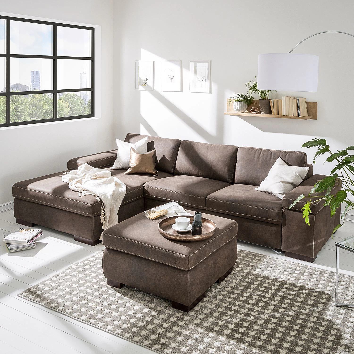 Ars Natura Polsterhocker Maine Echtleder - Mokka 3 Ars Natura Polsterhocker Maine Echtleder - Mokka – Bild 3