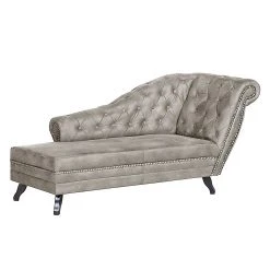 Ars manufacti Recamiere Benavente - Antiklederoptik Silber - Armlehne davorstehend rechts