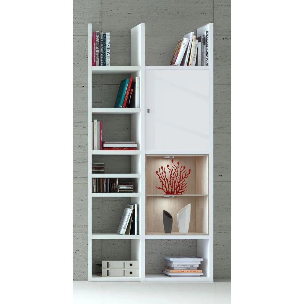 Loftscape Regal Emporior IV - Hochglanz Weiß / Eiche Sonoma Dekor - Mit Beleuchtung 4 Loftscape Regal Emporior IV - Hochglanz Weiß / Eiche Sonoma Dekor - Mit Beleuchtung – Bild 4