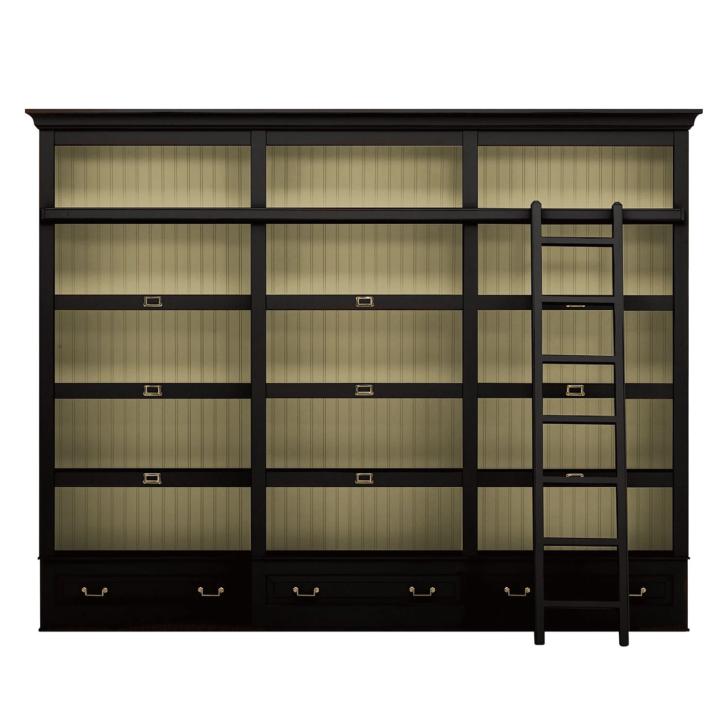 Maison Belfort Regalwand Azjana - Schwarz / Pinie Creme - Mit Leiter 1 Maison Belfort Regalwand Azjana - Schwarz / Pinie Creme - Mit Leiter