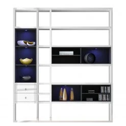 Loftscape Regalwand Emporior III.A - Hochglanz Weiß / Schwarz - Mit Beleuchtung