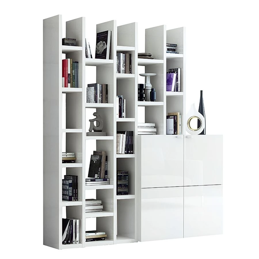 Loftscape Regalwand Emporior IV - Hochglanz Weiß 1 Loftscape Regalwand Emporior IV - Hochglanz Weiß