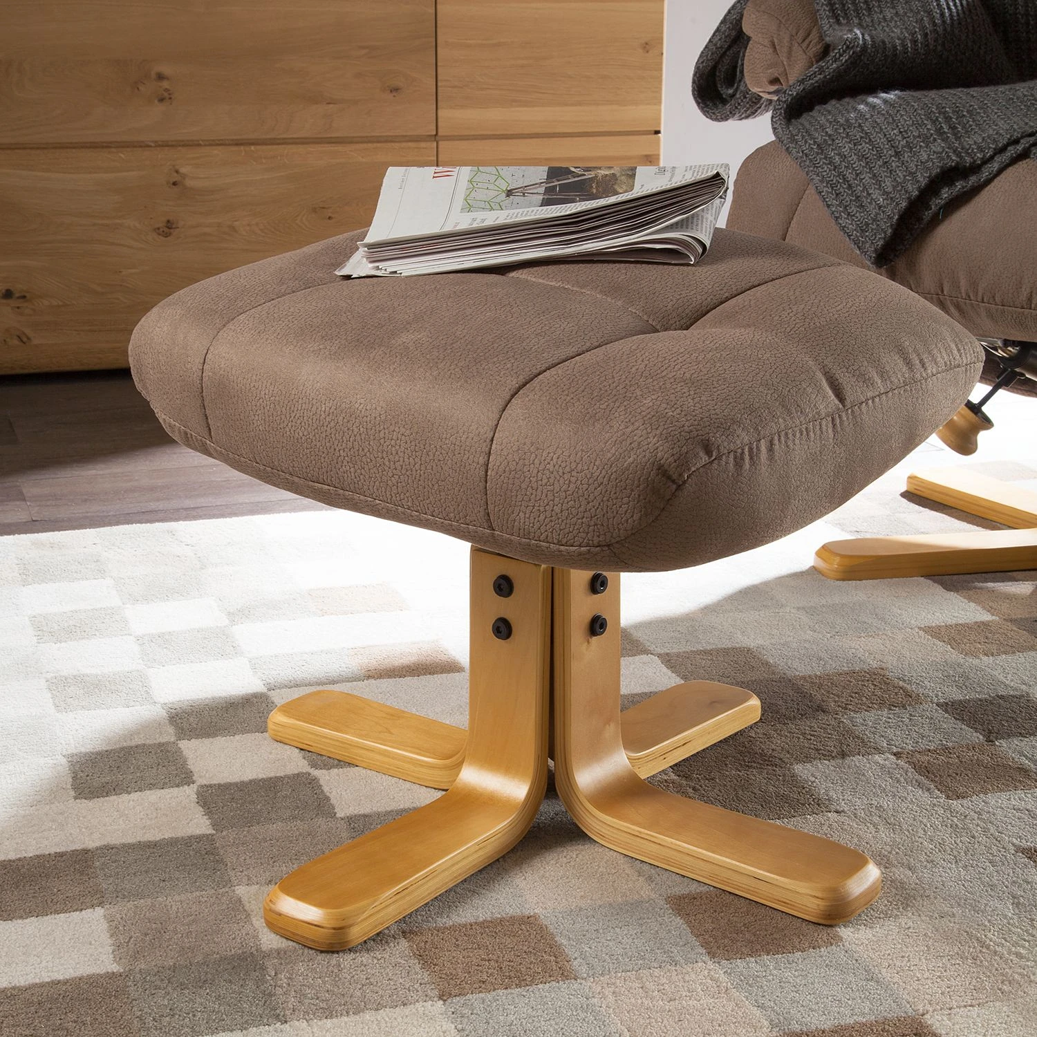 Duo Collection Relaxsessel Lacanau (mit Hocker) - Microfaser - Braun - Braun 4 Duo Collection Relaxsessel Lacanau (mit Hocker) - Microfaser - Braun - Braun – Bild 4