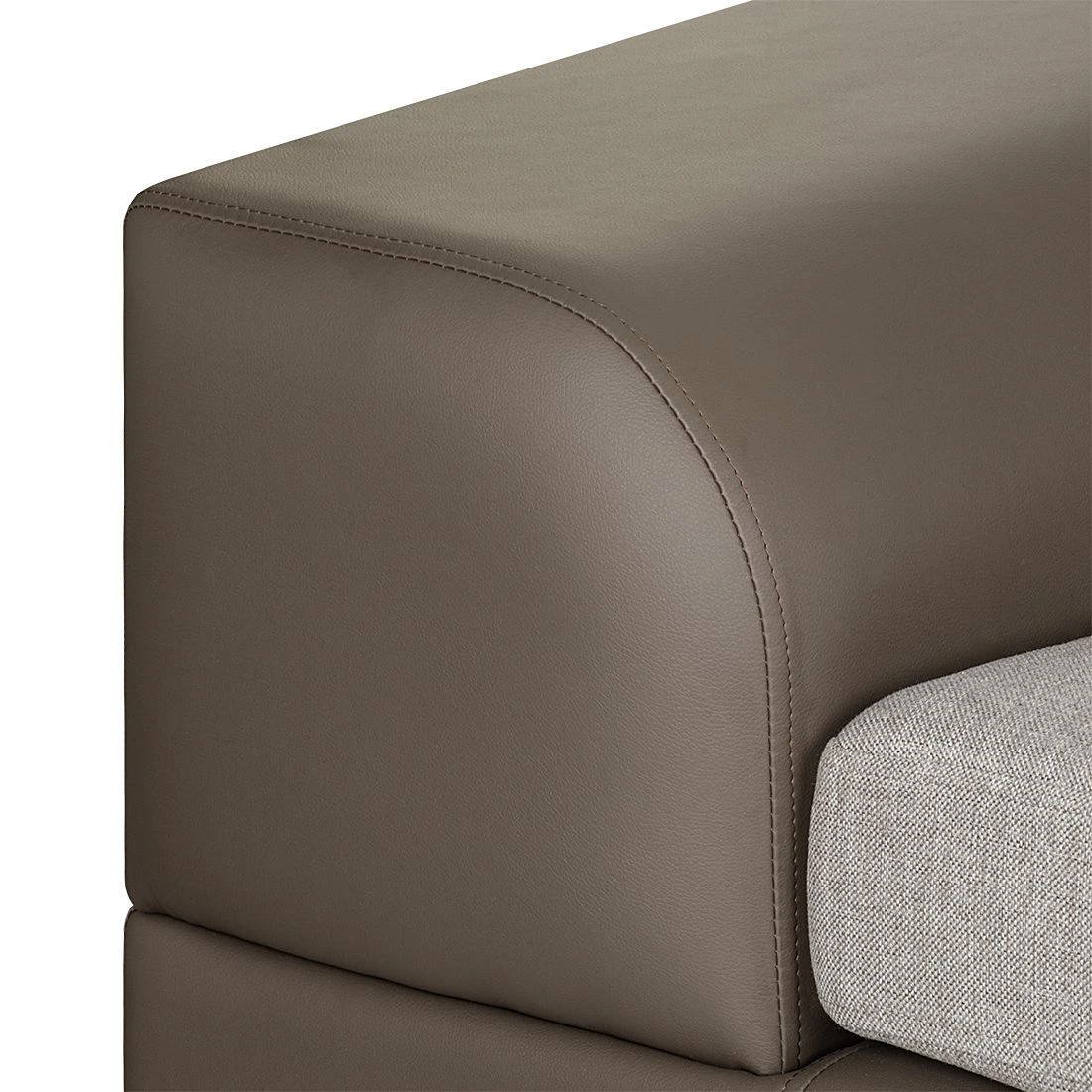 Roomscape Ecksofa Tosya - Kunstleder Taupe/Strukturstoff Grau - Ottomane davorstehend rechts 13 Roomscape Ecksofa Tosya - Kunstleder Taupe/Strukturstoff Grau - Ottomane davorstehend rechts – Bild 13