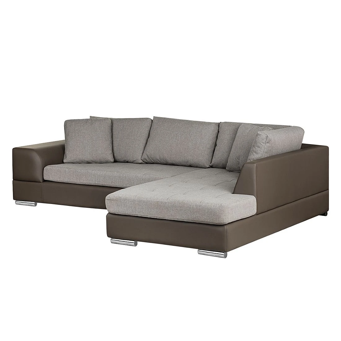 Roomscape Ecksofa Tosya - Kunstleder Taupe/Strukturstoff Grau - Ottomane davorstehend rechts 4 Roomscape Ecksofa Tosya - Kunstleder Taupe/Strukturstoff Grau - Ottomane davorstehend rechts – Bild 4