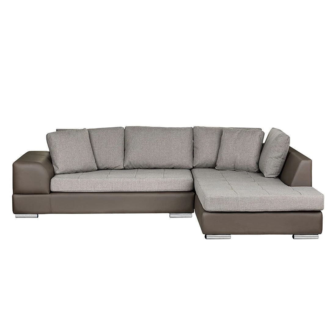 Roomscape Ecksofa Tosya - Kunstleder Taupe/Strukturstoff Grau - Ottomane davorstehend rechts 2 Roomscape Ecksofa Tosya - Kunstleder Taupe/Strukturstoff Grau - Ottomane davorstehend rechts – Bild 2