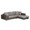 Roomscape Ecksofa Tosya - Kunstleder Taupe/Strukturstoff Grau - Ottomane davorstehend rechts