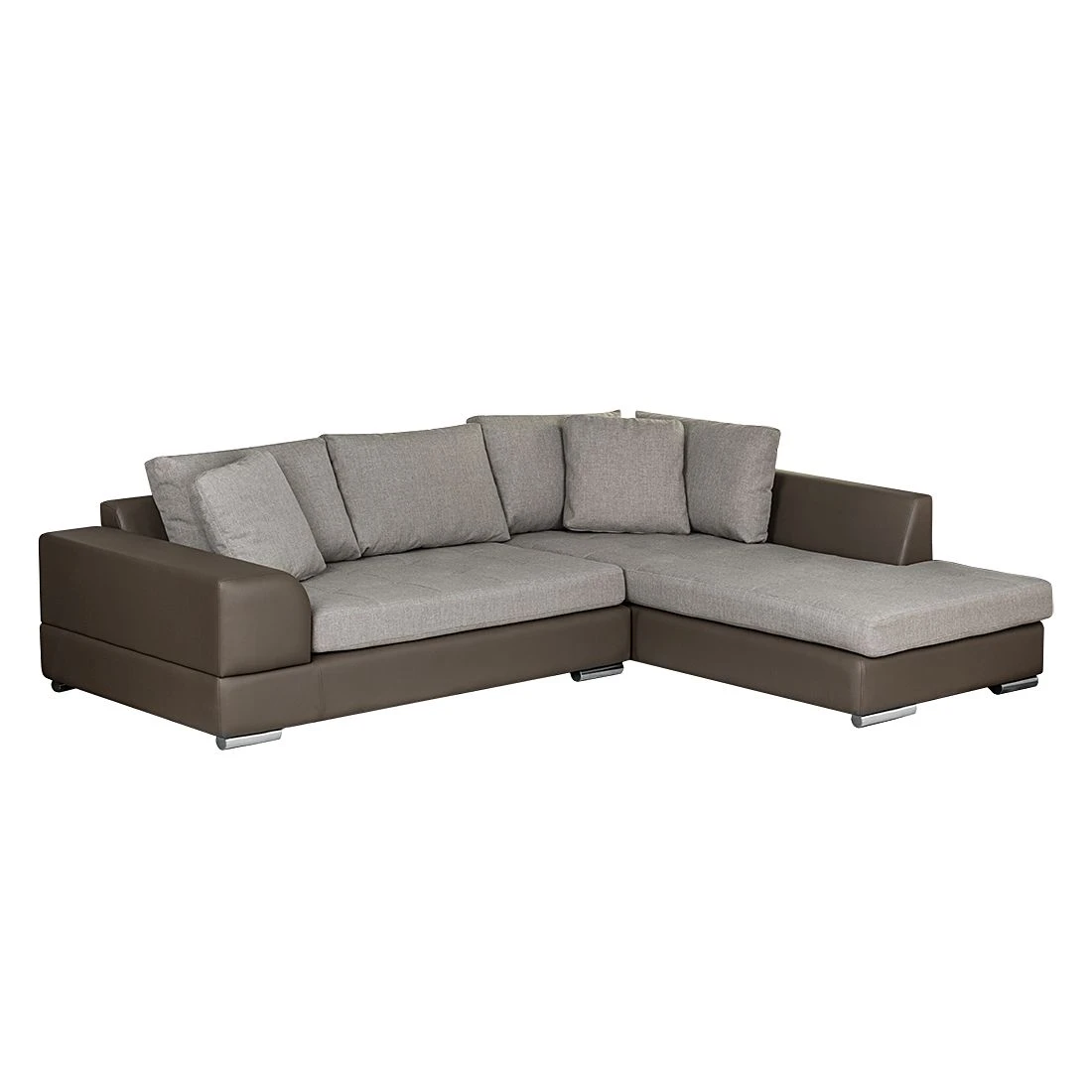 Roomscape Ecksofa Tosya - Kunstleder Taupe/Strukturstoff Grau - Ottomane davorstehend rechts 1 Roomscape Ecksofa Tosya - Kunstleder Taupe/Strukturstoff Grau - Ottomane davorstehend rechts