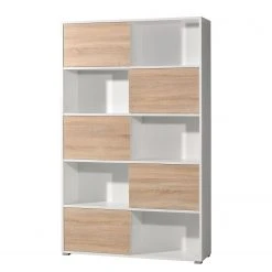 Schiebetürenregal Mingle I - Weiß / Eiche Sonoma Dekor -Wohnzimmermöbel boutique en ligne schiebetuerenregal mingle i weiss eiche sonoma dekor 5029100