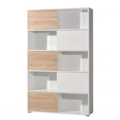 Schiebetürenregal Mingle I - Weiß / Eiche Sonoma Dekor -Wohnzimmermöbel boutique en ligne schiebetuerenregal mingle i weiss eiche sonoma dekor 5029108