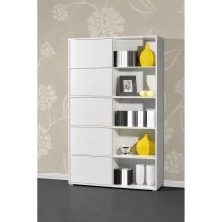 Schiebetürenregal Mingle I - Weiß / Eiche Sonoma Dekor -Wohnzimmermöbel boutique en ligne schiebetuerenregal mingle i weiss eiche sonoma dekor 5029116