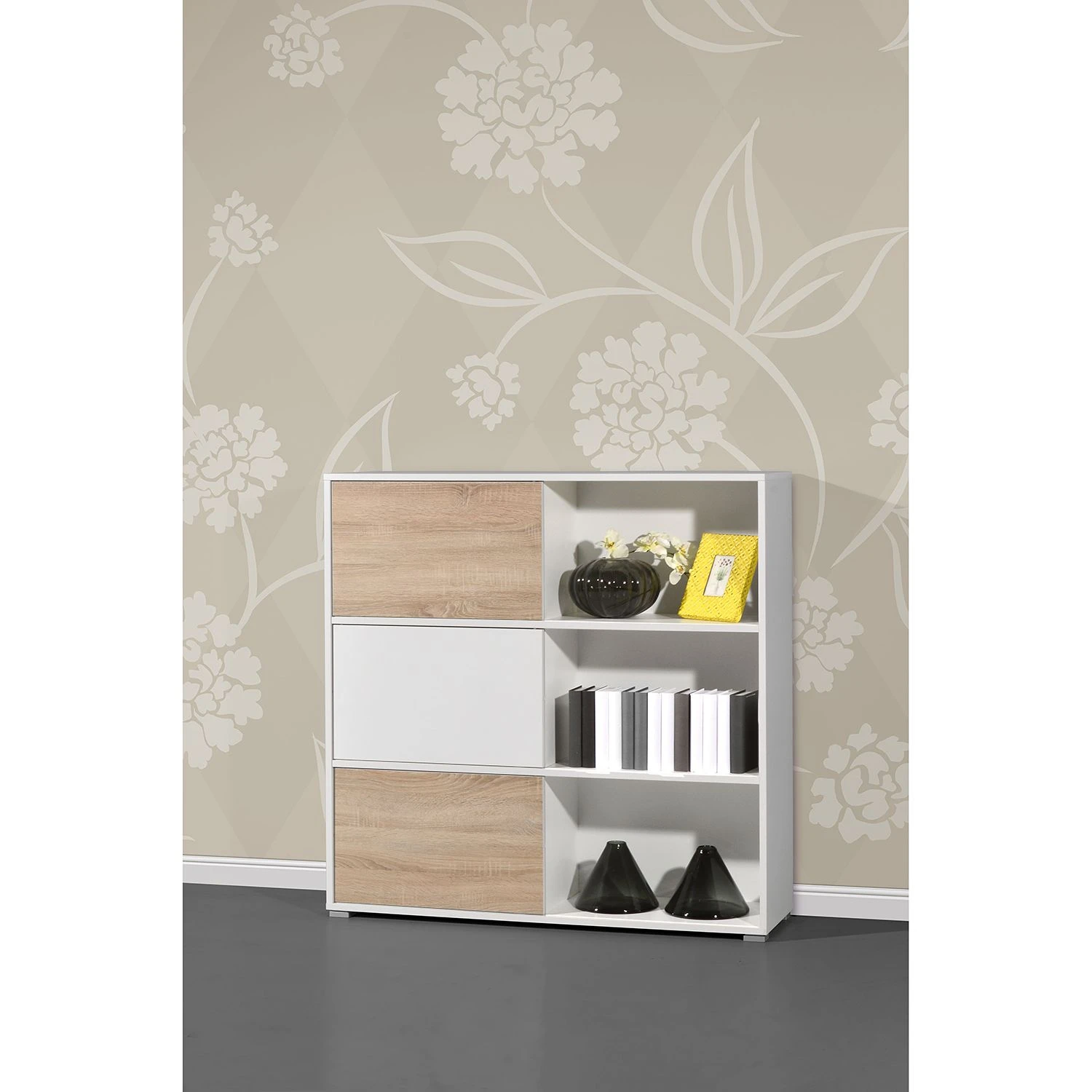 Germania Schiebetürenregal Mingle II - Weiß/Eiche Sonoma Dekor 6 Germania Schiebetürenregal Mingle II - Weiß/Eiche Sonoma Dekor – Bild 6