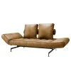 Innovation Möbel Schlafsofa Ghia Laser Legs Webstoff - Echtleder Look: 551 Brown Fanual