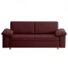 Chillout by Franz Fertig Schlafsofa Plaza Echtleder - Bordeaux - Breite: 222 cm - Armlehne verstellbar