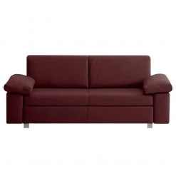 Chillout by Franz Fertig Schlafsofa Plaza Echtleder - Bordeaux - Breite: 222 cm - Armlehne verstellbar