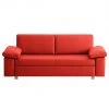 Chillout by Franz Fertig Schlafsofa Plaza Echtleder - Rot - Breite: 222 cm - Armlehne verstellbar