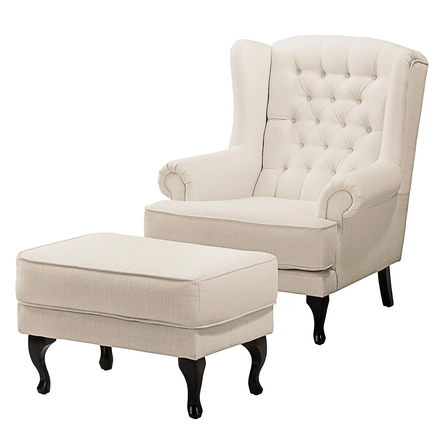 Maison Belfort Ohrensessel Miscol - Beige - Mit Hocker 1 Maison Belfort Ohrensessel Miscol - Beige - Mit Hocker