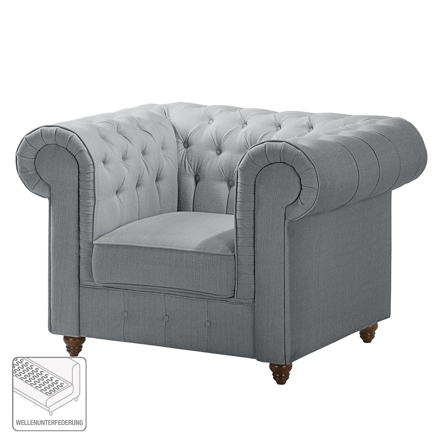 Maison Belfort Chesterfield Sessel Pintano - Silbergrau 2 Maison Belfort Chesterfield Sessel Pintano - Silbergrau – Bild 2