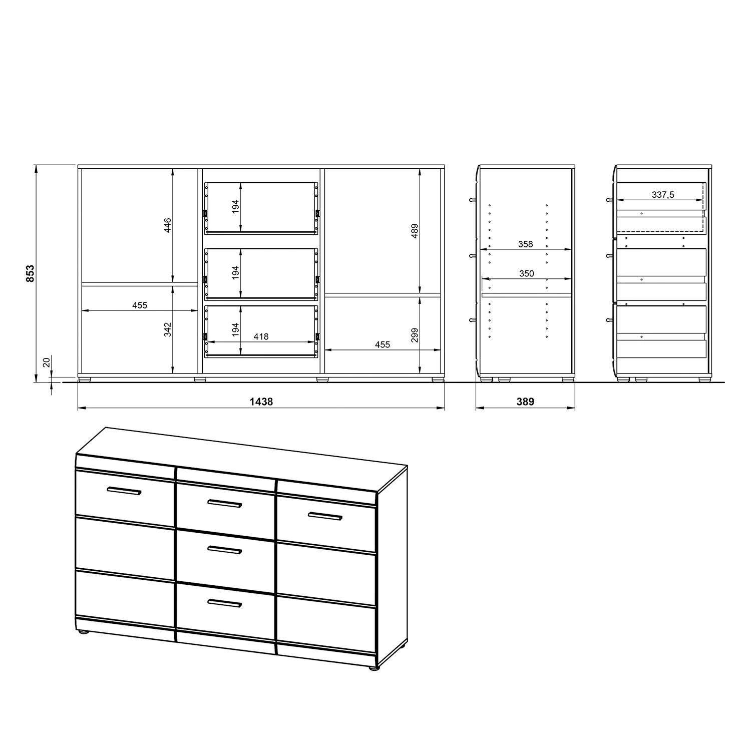 Germania Sideboard Adana - Hochglanz Weiß 9 Germania Sideboard Adana - Hochglanz Weiß – Bild 9