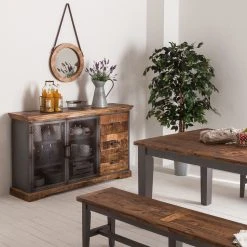 Ars manufacti Sideboard Hunter - Mango massiv / Metall - Mango / Blaugrau -Wohnzimmermöbel boutique en ligne sideboard hunter mango massiv metall mango blaugrau 4715576