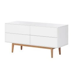 Mørteens Sideboard Lindholm V - Eiche teilmassiv - Weiß / Eiche
