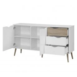 Mørteens Sideboard Sunndal - Gummibaum teilmassiv - Weiß / Eiche Hell -Wohnzimmermöbel boutique en ligne sideboard sunndal gummibaum teilmassiv weiss eiche dekor 4753672
