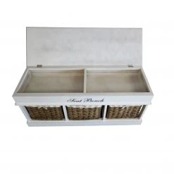 Maison Belfort Sitzbank Elven - Paulownia massiv - Weiß / Braun -Wohnzimmermöbel boutique en ligne sitzbank elven paulownia massiv weiss braun 5036592