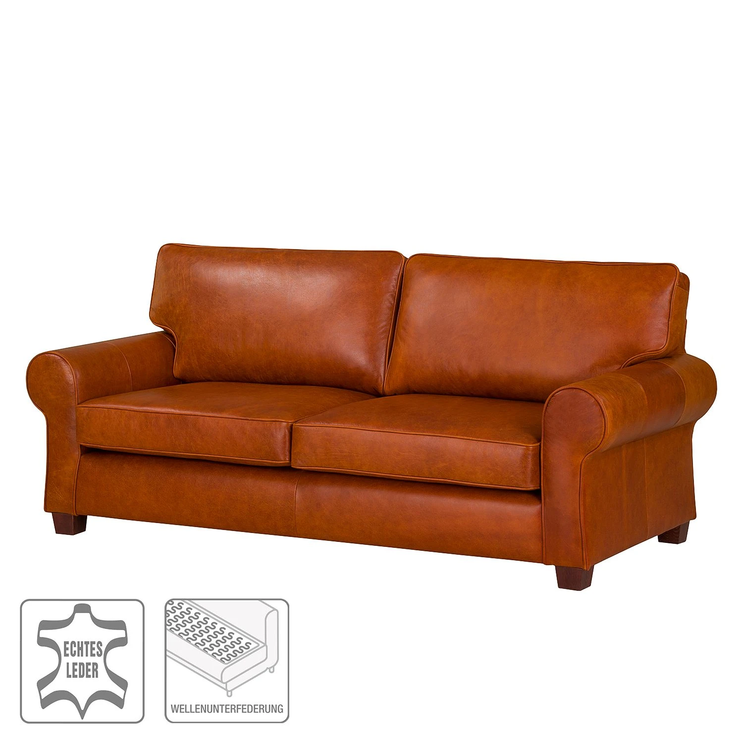 Ars Natura Sofa Alexo (2-Sitzer) - Cognac 2 Ars Natura Sofa Alexo (2-Sitzer) - Cognac – Bild 2