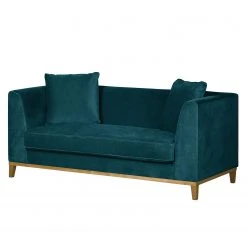 Jack & Alice Sofa Blomma (2-Sitzer) Samt - Petrol - Eiche