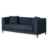 Jack & Alice Sofa Blomma (3-Sitzer) - Webstoff Dunkelblau - Gestell: Nussbaumfarbig