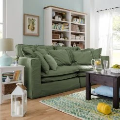 Maison Belfort Sofa Coral Beach (3-Sitzer) Webstoff - Olivgrün -Wohnzimmermöbel boutique en ligne sofa coral beach 3 sitzer webstoff olivgruen 5155204