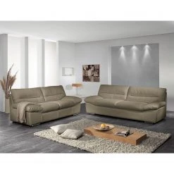 Cotta Sofa Doug (3-Sitzer) - Echtleder - Steingrau -Wohnzimmermöbel boutique en ligne sofa doug 3 sitzer echtleder hellgrau 4385704