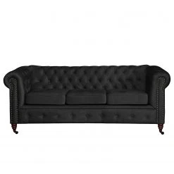 Jack & Alice Sofa Esplanada (3-Sitzer) Samt - Schwarz -Wohnzimmermöbel boutique en ligne sofa esplanada 3 sitzer microfaser schwarz 4504540
