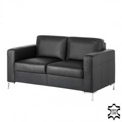 Fredriks Sofa Lampone (2-Sitzer) - Echtleder - Schwarz