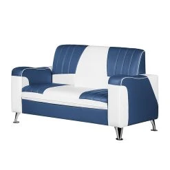 Studio Monroe Sofa Nixa (2-Sitzer) - Kunstleder Weiß/Dunkelblau